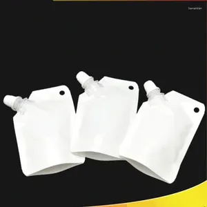 Sacs de rangement 2000pcs 50 ml Plastique blanc Dypack Liquid Stand Up Sacch Emballage Sac avec bec de côté