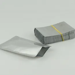 Sacs de stockage 200pcs 5x7cm sac plat en papier d'aluminium pur - thermoscellage argenté blanc purement alimentaire pochette en poudre paquet de grains de café