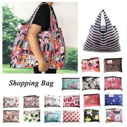 Bolsas de almacenamiento 2022 Lady Plegable Reciclaje Eco Bolsa de compras Reutilizable Tote Floral Frutas Verduras Playa Viajes