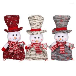 Sacs de rangement 2024 Cadeau de Noël Sac de poupée de bonhomme de neige avec cordon de cordon de bonbons réutilisables Fournitures de décoration de bureau