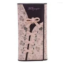 Sacs de rangement 2024 Portefeuille de poche pour femmes coréennes Longues lacets roses Forme Sac d'argent pour téléphone portable Mignon imprimé Porte-clés Organisateur Cadeaux