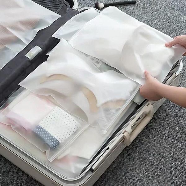 Bolsas de almacenamiento 20 piezas bolsa organizadora con cremallera mate esmerilada ropa transparente para el hogar viaje impermeable multifunción