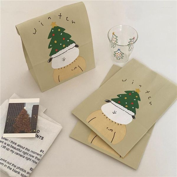 Bolsas de almacenamiento 20pcs Bolsa de papel de Navidad casera Lindo oso Regalo Embalaje Misceláneas Cuadrado