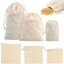 Sacs de rangement 20 pcs/lot tissu en coton Beige naturel petit avec cordon cadeau Bolsas Para Empacar Productos jouet