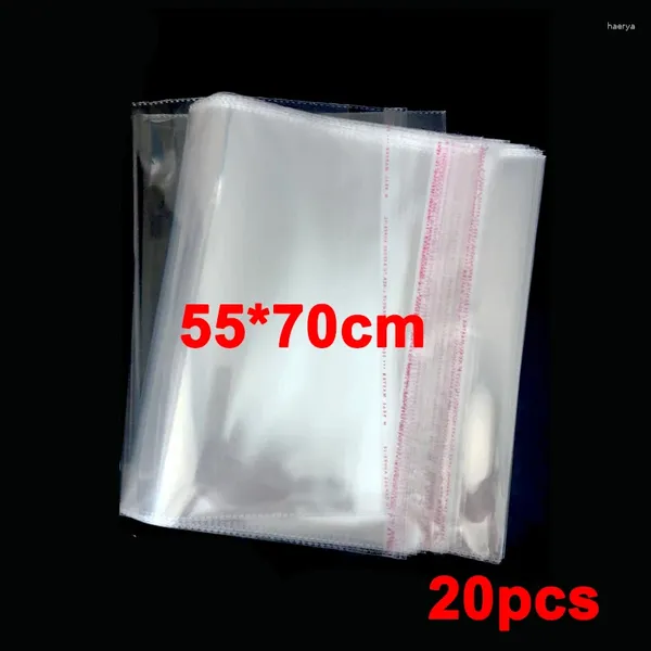 Sacs de rangement 20pcs / ensemble surdimensionné clair auto-adhésif scellant sac OPP 55x70 couverture en plastique transparent emballage de la veste vers le bas