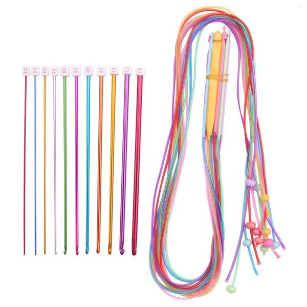 Bolsas de almacenamiento 23 PC El juego de ganchos de crochet tunecino incluye agujas de tejido de cable de plástico afgano y de aluminio