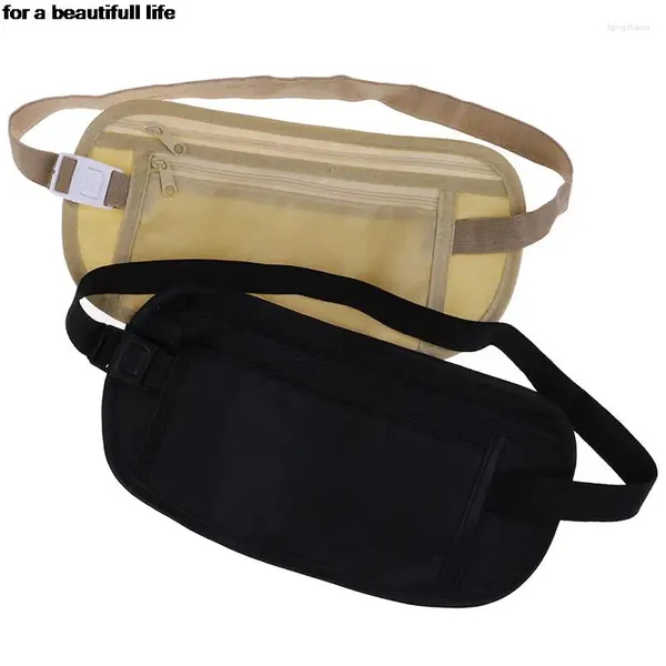 Sacs de rangement 2Colors Packs de taille de voyage invisibles Cadeaux de portefeuille de sécurité cachés pour Passport Money Belt Sac