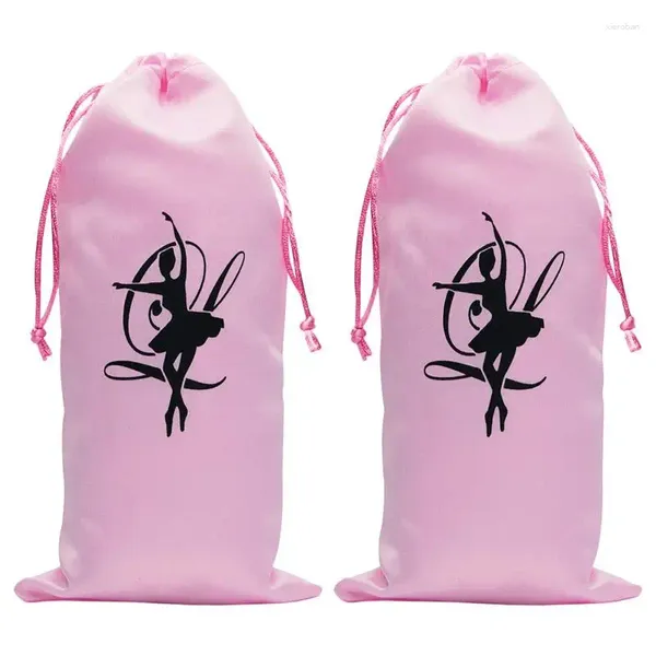 Sacs de rangement 2pcs DrawString Ballet Shoes Sac Satin Dance Slippers Pouch Organizer pour les filles