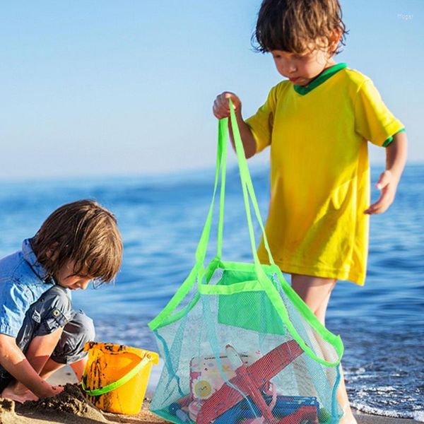 Bolsas de almacenamiento, 2 uds., bolsa de playa de malla, bolso de mano de gran capacidad, juguete de arena plegable, portátil, organizador de artículos diversos para niños, mochila para