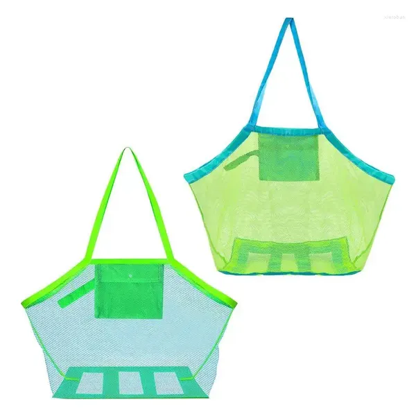 Sacs de rangement 2pcs Mesh Beach Sac Portable Enfants Jouets Vêtements Pliable Divers Organisateur Femmes Cosmétique Grande capacité Fourre-tout