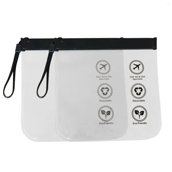 Bolsas de almacenamiento 2 unids Uso de viaje para mujeres Bolsa de aseo Reutilizable Maquillaje Equipaje Impermeable Vuelo Portátil Aeropuerto Seguridad A prueba de fugas