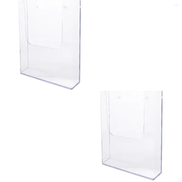 Bolsas de almacenamiento 2x Soporte para carteles Organizador de archivos de pared Estantes de literatura Estante de exhibición de caja de acrílico montado