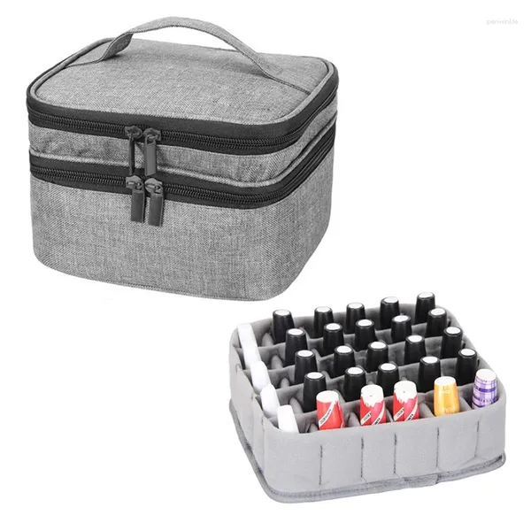 Bolsas de almacenamiento 30/42 cuadrículas esmalte de uñas portátiles organizador de caja de bolsas de doble capa para set de manicura de polis