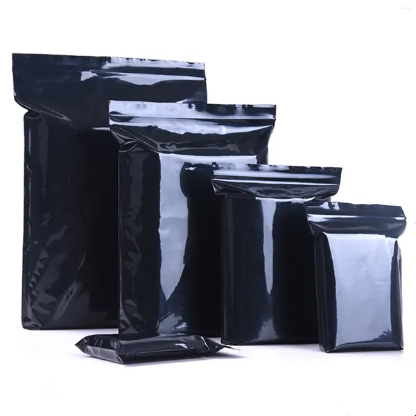 Bolsas de almacenamiento 30/50 unids Bolsa de plástico con cremallera negra Resellable Comida Snack Envasado Opaco Adecuado para granos de café