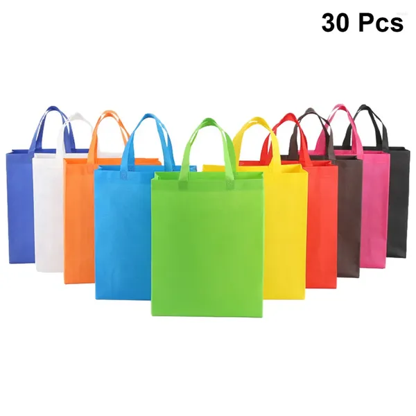 Sacs de rangement 30 PCS Sac cadeau jaune réutilisable Tote Shopping Sac à main Non-tissé Enfant