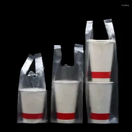 Sacs de rangement 3000pcs / lot Single tasse de poche en plastique transparent transparent poignée portable Sack Café Milk Milk Drink Drinkable Pouchable