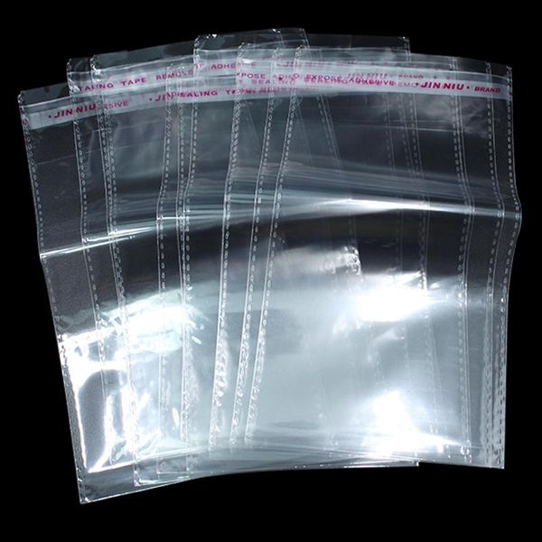 Sacs de rangement 300 Pcs/Lot emballage d'étanchéité Transparent auto-adhésif pochettes OPP pour perruque Po affiche clair Poly Cellophane sac d'emballage