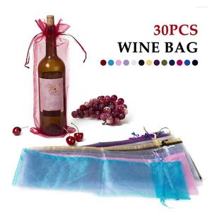 Sacs de rangement 30pcs cordon de dessin à la bouteille couverture de bouteille de vin sac à la maison