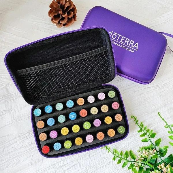 Bolsas de almacenamiento 32 ranuras Caja de aceite esencial para DoTERRA 1-3ML Aceites Botellas Bolsa Ziplock Holder Organizador colgante