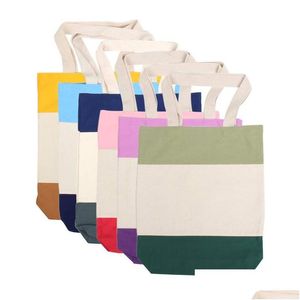 Bolsas de almacenamiento 35X10X40Cm Tricolor Canvas Blank Shop Tote Reutilizable Algodón Supermercado Bolsa de alta capacidad Lx4950 Drop Delivery Home Garden H Dh85P