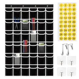 Sacs de rangement 36 Clean Pocket Chart Wall Classroom Organizers Pockets 8 Hooks Number Sticker pour