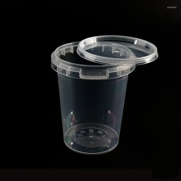 Sacs de rangement 360/520 / 700 ml Souple Clai d'emballage Couvre couvercle Disposable Ziplok boissons Plastique à plastique Boîte de restauration rapide Bol de restauration