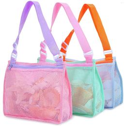 Sacs de rangement 3 pièces plage jouet maille sac enfants coquille collecte sable fourre-tout accessoires de natation pour garçons et filles