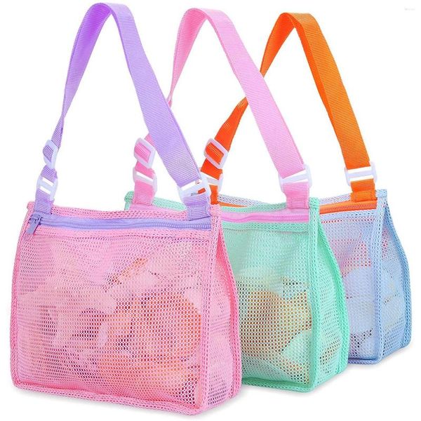 Bolsas de almacenamiento 3 uds. Bolsa de malla de juguete de playa para niños, bolsas de arena para recoger arena, accesorios de natación para niños y niñas