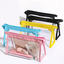 Bolsas de almacenamiento 3pcs bolsa de lápiz transparente con cremallera PVC PVC Simple Simple Student Pen Bag Bag Bols