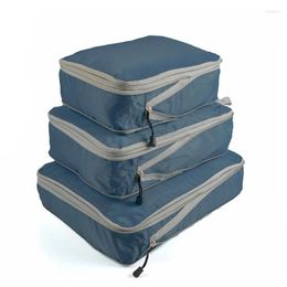 Sacs de rangement 3PCS Emballage comprimé Cube de voyage Organisateur de voyage Sac de valise imperméable pliable légère portable