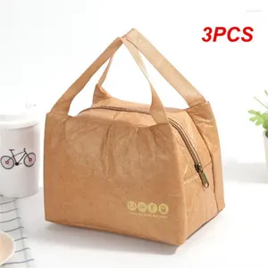 Sacs de rangement 3pcs papier kraft plitable de rétention froide aliments pour nourriture refroidisseur anti-poussière en aluminium de randonnée à isolation thermique.