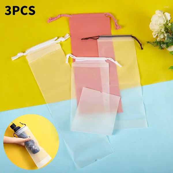 Sacs de rangement 3pcs Portable en plastique mat translucide parapluie sac réutilisable couverture de cordon organisateur à la maison