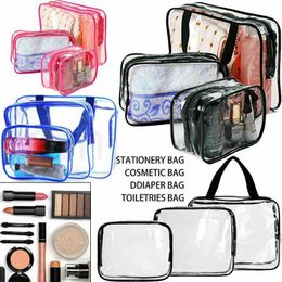 Sacs de rangement 3PCS Transparent PVC Portable Mode Voyage Cosmétique Make Up Bag Clear Toiletry Waterproof