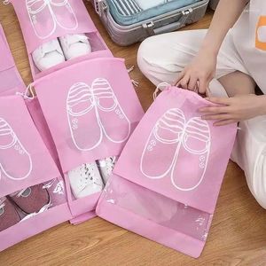 Opbergzakken 3PCS Zichtbare Thuis Tas Niet-geweven Stofdicht Trekkoord Kleding Reistas Handtas Organizer Schoen Stof Ba