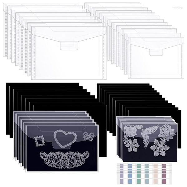 Sacs de rangement 40 PCS Moule - Découpé avec des feuilles magnétiques en caoutchouc et des étiquettes Pochette en plastique refermable transparente