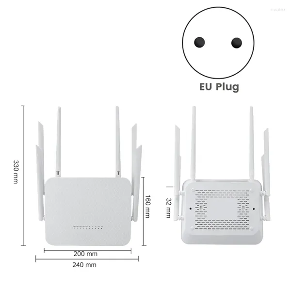 Sacs de rangement Routeur WIFI 4G 1200Mbps 2.4G 5G sans fil 6 antennes Gigabit pour les entreprises de bureau à domicile (prise UE)