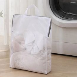 Sacs de rangement 4pcs Laundry en maille robuste blanc extra-grand ouverture lavage délicat avec poignées sacs à fermeture éclair