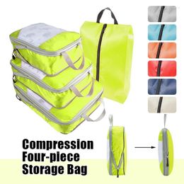 Sacs de rangement 4pcs Set Organisateur comprimé Mesh à bagages visuels Cubes d'emballage portables Sac de valise de voyage imperméable léger