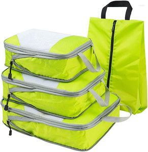 Aufbewahrungstaschen 4 teile/satz Reisetasche Tragbare Gepäck Koffer Organizer Set Erweiterbare Verpackung Mesh Für Kleidung Unterwäsche Schuhe