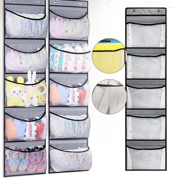 Sacs de rangement 5 grilles poches porte suspendue pour placard multi-fonctionnel en tissu non tissé Snack sous-vêtements chaussures salle de bain