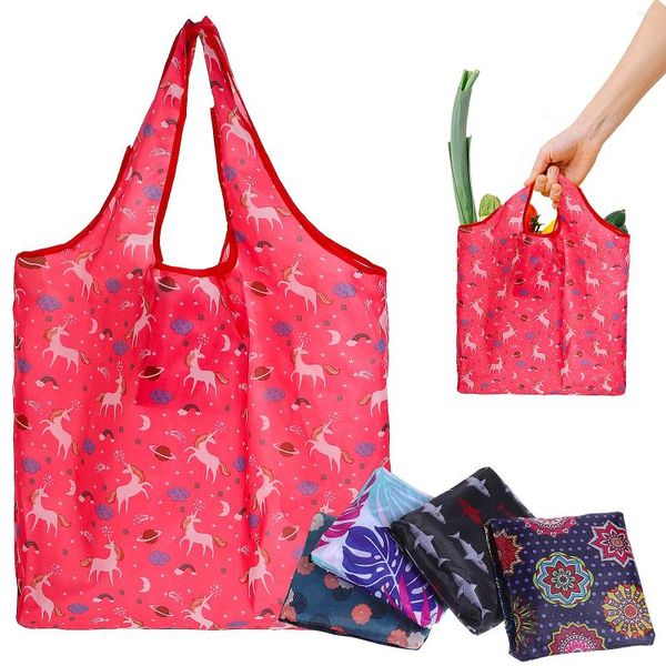 Bolsas de almacenamiento 5 PCS Bag Canvasbags Compras Reutilizables Reutilizables Gran Regalos Poliéster Comercas de comestibles Mujeres