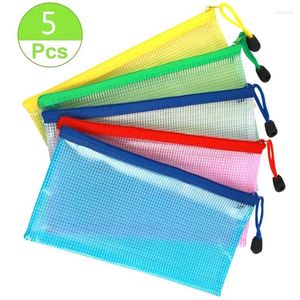 Sacs de rangement 5 pièces étanche en plastique fermeture à glissière papier fichier dossier livre crayon stylo sac document pour fournitures de bureau étudiant