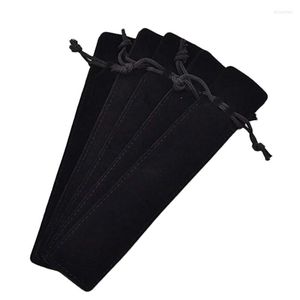 Sacs de rangement 50 Pcs Velours Noir Pen Pouch Sleeve Holder Single Bag Case Pencil