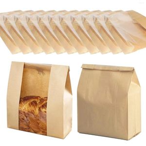 Opbergzakken 50 stuks brood voor zelfgemaakte grote papieren bakkerijtas met venster gebakken voedselverpakking