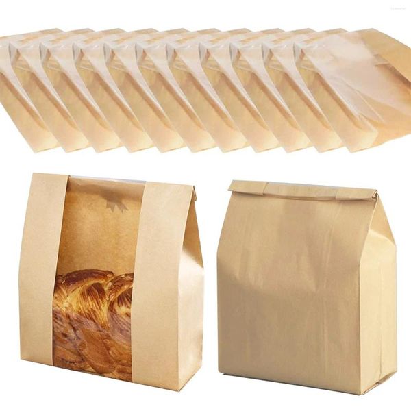 Sacs de rangement 50 pcs pain pour pain fait maison grand sac de boulangerie en papier avec fenêtre emballage alimentaire cuit au four