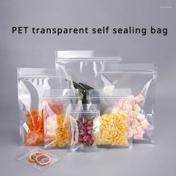 Sacs de rangement 500 scellés transparents à fond plat, sac auto-scellant, emballage alimentaire, petite taille, fruits secs, chaîne de thé, Clip en plastique