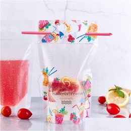 Opbergzakken 500 ml fruitpatroon plastic drankverpakkingszak met St voor dranksap melk koffie handvat en gaten Lx0741 Drop Deliv