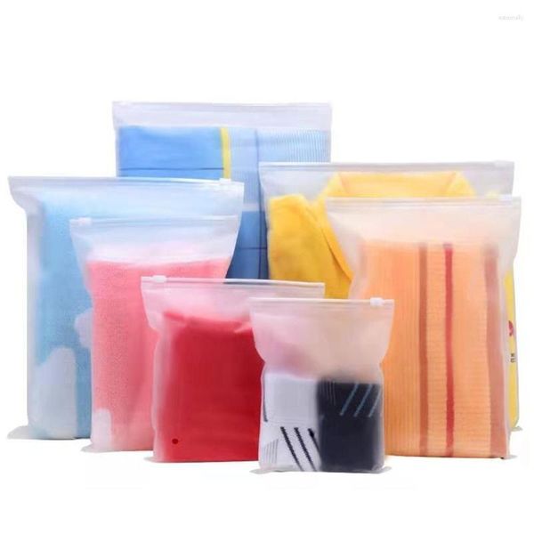 Sacs de rangement réutilisables et recyclables, 500 pièces/lot, pochettes de voyage pour vêtements et cosmétiques, sac en plastique transparent mat avec trou d'aération