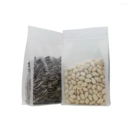 Sacs de rangement 500PCS SPANCES EMPORTÉS Recyclables réutilisables pour Snack Food Téléphone Frosté transparent huit sceaux latéraux Stand Up Up Up