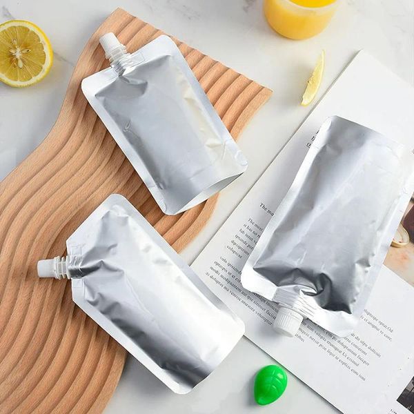 Sacs de rangement 50pcs 200ml en aluminium feuille bec verseur sac à soupe réutilisable bière boisson à emporter emballage scellé Stand Up buse d'aspiration